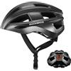 ROCKBROS Casco Bici Uomo Donna, Casco da Bicicletta con Luce di LED 3 Modalità Ricaricabile Antiurto Traspirante per MTB Ciclismo Corsa, Taglia Regolabile 55-60 cm