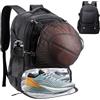 Yowmina Zaino Calcio, Zaino da Basket con Scomparto a Sfera Separato e Scomparto per Scarpe, Borsa da Basket Zaino, Zaino Sportivo per Studenti, Zaino con Portascarpe per Accessori da Basket Pallavolo Calcio