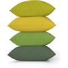ggaimwf Tinta unita Copricuscino in Effetto Lino per divano Gradiente verde Cuscino per letto Primavera Colore verde chiaro Fatto a mano Piazza Federe per cuscini 40x40 cm Set da 4