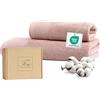Ferò Set Asciugamani Bagno di Lusso 2 Pezzi, OEKO-TEX 100% Cotone Premium 550 g/m², Ultra Morbido e Assorbente, Design Italiano, Coppia Asciugamani Viso e Bidet, Asciugamano 50x100, 50x30 cm, Rosa