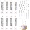 Eiaigky Set di 48 Candele Compleanno Argento, Candele a Spirale di Compleanno Metalliche per Torte, Candele Torta per Compleanni e Matrimoni con Supporti Eleganti e Lunghe per Decorazioni di Feste Esclusive