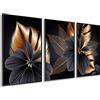 DekoArte - Quadri moderni soggiorno STILE FIORE 50x70 cm x3 pezzi - Quadri con cornice negro incluso