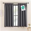 KGORGE Tende Termiche per Interni Corte 2 Pezzi L 140 x A 160 CM Tenda Oscurante con Fettuccia per Finestra Curtains Cucina e Cameretta Bambini Moderne, Grigio