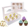 AKOLAFE 30 Pezzi Scatole per Cupcakes 6 Fori Porta Torta con Coperchio 24x16x7.5 cm Robusta Scatola di Cartone e Inserti Bianca per Decorare Torte e Trasporto Cupcake per piccole torte, pasticcini, biscotti