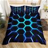 Homewish Set di biancheria da letto con copripiumino a nido d'ape, nero, blu, verde acqua, geometrico, esagonale, per ragazzi, ragazzi, ragazzi, 3D, esagonale, alveare geometrico, per letto matrimoniale, con
