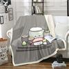 Loussiesd Coperta in pile con tema in stile giapponese, per sushi, per letto, divano, camera da letto, letto, letto, letto, letto, letto, coperta, colore: grigio