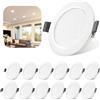 Tailcas Faretti LED da Incasso per Cartongesso, 12 × 5W 450 Lumen Luci Ultrasottili da Soffitto Ø68mm - 90mm, Bianco Naturale 4000K Faretti LED da Incasso IP44 25mm, AC 220-240V Angolo a Fascio 120°