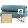 Ferò Set Asciugamani Bagno Grandi di Lusso, 2 Teli Bagno, OEKO-TEX 100% Cotone Premium Low Twist 550 g/m², Telo Doccia Ultra Morbido e Assorbente, Design Italiano, Asciugamani Doccia 70x140cm, Azzurro