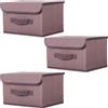 EURXLQ Scatole Portaoggetti con Coperchio,Scatole per Armadio Pieghevoli,Scatole Portaoggetti,Scatole Armadio con Coperchio e Maniglie per l'armadio (Marrone, 3 pack-26×19×16 cm)
