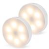 Brendz Illuminazione rotonda a LED per armadio, funzionamento touch, ricaricabile USB-C, dimmabile, magnetica, 2 pezzi, 3 temperature di colore