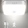 Toowell Lampada da soffitto a LED con sensore di movimento interno, lampada a LED senza fili, ricaricabile da soffitto, da bagno, luce garage, senza elettricità LED, scala rilevatore di movimento
