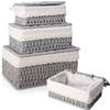KiKiHong Set 3 Cestini Portaoggetti,Intrecciati a Mano Cestino Portaoggetti | per Cassetti,Cucina,Soggiorno (Grigio) - Ideale per Casa & Ufficio