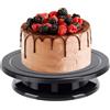 Jortmrd Piatto Girevole per Torte 27cm Piatto Rotante per Torte Piatto Girevole per Decorazione Piatti Base Girevole per Torte Girevole a 360 Gradi per Cuocere Dolci, Fondente, Pasticcini (Nero)