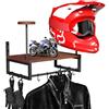 GHWMYD porta casco da parete appendi casco moto da parete porta cappelli con con assi di legno, 2 supporti per casco tattico, per moto, calcio e ciclismo