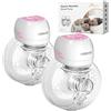 KISSBOBO Rivoluzionario Tiralatte Elettrico 193g, KISSBOBO Tiralatte Elettrico Indossabile Con 3 Modalità 9 Livelli, Comfort Ottimale Con Timer 21 mm/24 mm(Rosa/2 pezzo)