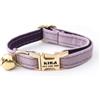 Generico Collare di gatto in velluto artificiale morbido personalizzato, Tag personalizzato del gatto, Collare del gatto inciso laser del bottone del metallo, circonferenza del collo 16-32 cm(Lavanda)
