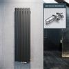 ELEGANTE Termoarredo Design Flat 1600 x 462 mm con Termostato Multiblocco Cromato, Radiatore Piatto Singolo Strato Verticale Attacco Centrale