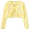 Yimutian Bambina Bolero Coprispalle Manica Lunga Aperto Davanti Floreale Cardigan Elegante in Cotone Maglione Giacca per Cerimonia Nuziale Festa Giallo 140