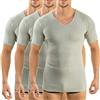 HERMKO 4880 Maglia da Uomo Business a Manica Corta, con Scollo a V, Canottiera Manica a 1/4, 100% Cotone, Testata tossicologicamente - Confezione da 3 Pezzi, Größe Herren:6 (XL), Farbe:Oliva