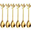 ZEACCT 6 pezzi di cucchiaino da caffè in foglia di acciaio inossidabile, mini cucchiaio da caffè con design a ramo cucchiaio da dessert, Oro Cucchiaini da caffè, Cucchiaio per Mescolare cucchiaini da tè