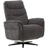 KONTE.DESIGN Poltrona reclinabile elettrica OSLO in tessuto grigio e base in metallo nero