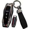 ontto Custodia per chiave auto, adatta per Porsche Cayman 718 Boxster 981 Cayenne Carrera 911 Macan Panamera Spyder, custodia protettiva in metallo, portachiavi con 3 tasti nero
