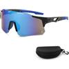 FANWINKJ Occhiali da sole sportivi da ciclismo per uomo e donna, protezione UV 400, per sport all'aria aperta, ciclismo, guida, golf, baseball(Lente Blu)