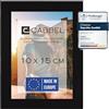 CABBEL Cornice 10x15 cm, nera, robusta cornice in legno MDF, vetro Plexi infrangibile, da appendere e da appoggio,