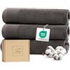 Ferò Set Asciugamani Ospite Lusso 3 Pezzi, Cotone Premium 100% 550 g/m², OEKO-TEX, Asciugamani Piccoli Ultra Morbidi e Assorbenti, Design Italiano, Asciugamani Bidet 30x50 cm, Grigio