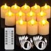SoulBay Tea Light Candele, 12 pezzi Candele LED Ricaricabili con Telecomando e Timer, Candele Elettriche Finte Fiamma Effetto Reale per Halloween Natale Decorazioni Casa Natalizie Decorative