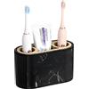 Shinowa Porta Spazzolino da Denti in Resina, 3 Slots Organizzatore per Spazzolino Dentifricio Rasoio Detergente Facciale, Organizer da Bagno, Porta Spazzolini Elettrici, Inchiostro Nero