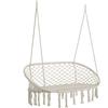 Easycomfort Amaca a Dondolo da Giardino e Casa a 2 Posti, Telaio Metallo e Seduta Cotone 130x75x35cm, Bianco Crema