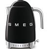 Smeg, Bollitore Temperatura Variabile KLF04BLEU 1,7L, Più Livelli di Temperatura, Filtro Anticalcare Lavabile, Autospegnimento di Sicurezza, Indicatore Livello Acqua, Avvolgicavo, Potenza 2400W, Nero