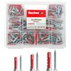 Fischer KIT DUOPOWER, Valigetta 80 Tasselli universali Duopower con Vite Assortiti, per Fissaggio su Muro Pieno, Mattone Forato, Cartongesso e Calcestruzzo cellulare, 544546
