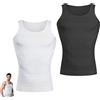 SamHeng Canotta Contenitiva Uomo Snellente Modellante, 2 Pack Canottiera Dimagrante, Canottiere Intimo Elasticizzato, Panciera Compressione Pancia e Petto per Lavoro Palestra Sport