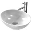 EMKE Lavabo da appoggio ovale 41,5 × 33,5 × 13 cm, Lavabo in ceramica per bagno e WC ospiti, Mini Lavabo Piccolo, Bianco
