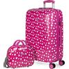 ITACA - Valigia Bambina Mediano - Valigia Bambini Resistente e leggera - Trolley Bambina leggera con 4 ruote Cabina aereo - Trolley Bambino Lucchetto a combinazione, Fucsia
