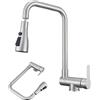 SJQKA Rubinetto Cucina Abbattibile Sottofinestra,rubinetto Cucina Pieghevole 3 Modalità Di Scarico Dell'acqua,miscelatore Sottofinestra Cucina Rubinetti Da Cucina Acciaio Inox 304 (Spazzolato)
