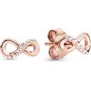 PANDORA Passions Orecchini a bottone con simbolo dell'infinito placcati in oro rosa 14 carati con zirconi cubici trasparenti