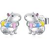 HOOHWE Capybara, maiale, koala, axolotl, mucca, orecchini a cerchio da donna, in argento Sterling 925, graziosi orecchini a cerchio a forma di animale, idea regalo per orecchie sensibili, Piccola