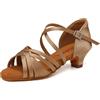 Uonpie Scarpe da Ballo Latino Americano Bambina Tacco 4cm Scarpe Ballo Danza Classica in Raso,Beige,38.5 EU