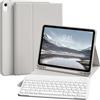 ZKTUYU Custodia con tastiera per iPad 10. Generazione 10,9 2022 & iPad 11th Gen A16 2025 con portapenne, retro in TPU e tastiera magnetica rimovibile con layout QWERTZ, Grigio