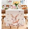 Vorysum Conigli Runner da Tavola Carote Uova di Pasqua Runner per il Tavolo Addobbi Pasquali per la Casa Tovaglia Pasquale Stagionale Primavera Cucina Tavolo da pranzo Vacanze Feste 40 x 140 cm