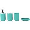 Hosoncovy - Set di 4 accessori da bagno con dispenser per sapone, tazza da bagno, portasapone, porta spazzolino e porta pasta da denti (Blu Chiaro)