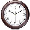 Lafocuse 30cm Orologio da Parete Vintage, Silenzioso Rustico Retro Orologio da Cucina, Colore Mogano Shabby Chic Decorativo senza Ticchettio per Soggiorno Camera da Letto Ufficio