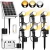 MEIHUA Faretti Solari Esterno 2700K-6000K Faretto Solare IP66 Impermeabile | Faro Luce Solare 3 Luminosità 2 Modalità Dinamiche Timer Lampade Da Giardino Solari 6000MAH Per Cortile Halloween Natale