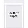 Rshuhx 80 pcs Sacchetti Plastica 30 X 40cm Richiudibili Addensare 160μm Piccoli Chiusura asacchetti Trasparente Chiusura con Cerniera a Pressione Adatto per la Classificazione di Piccoli articoli