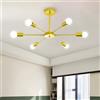 ZTWLEED Plafoniera Soffitto Vintage E27,Lampadario Industrial 6 Luci Lampadina E27 Max 60W Lampadario Oro per Soggiorno Camera da Letto Sala da Pranzo Caffetteria Diametro 82CM（Senza Lampadina）