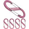 ALPLAKE ® - Set di 4 moschettoni in materia, doppi moschettoni, micro moschettoni, forma a S, 88 x 40 mm, rosa