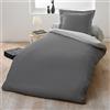 HOME LINGE PASSION Home Passion 60003 Pack di 2 Parure Copripiumino 57 Fili Cotone Grigio Scuro/Grigio Chiaro 140 x 200 cm